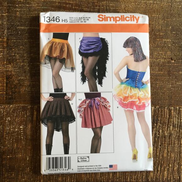 Simplicity Sewing Pattern 1346 MIsses Costume Cosplay Skirt Bustle 6-14 UNCUT - Picture 1 of 2